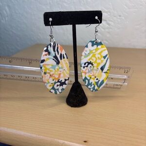 Floral Patterned Earrings in Yellow and Blue